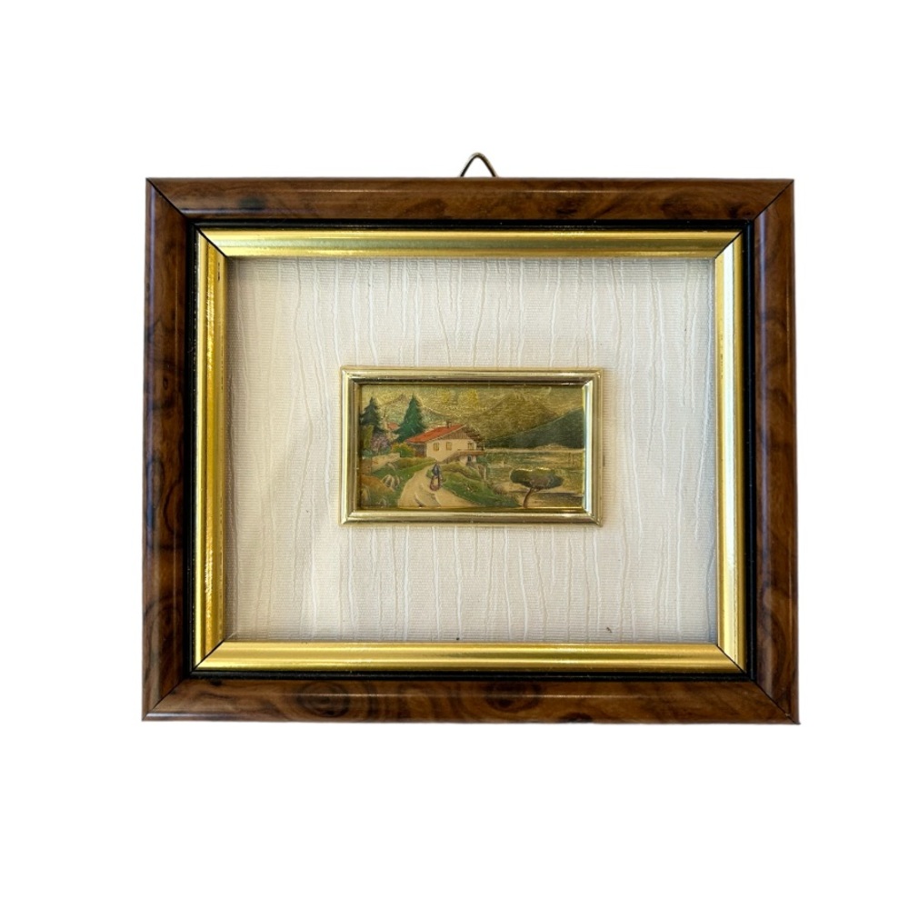 Creazioni Artistiche Gold Leaf 3D Bas Relief Italian Chalet Scene